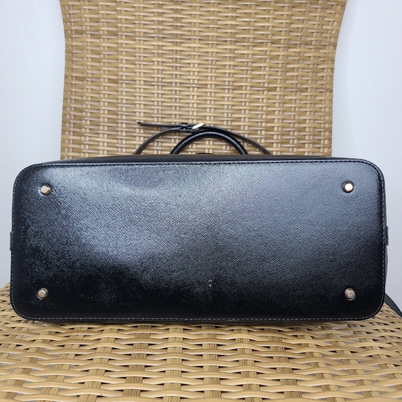 DKNY Bag Satchel Tote Shoulder Strap Handles Shiny Leather Black Gold Hardware - Picture 10 of 16